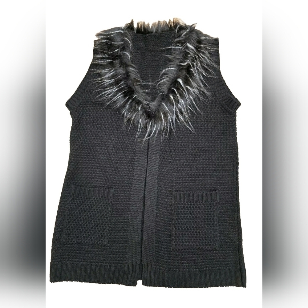 No BrandCardigan Sweater Womens Small Brack Acrylic Sleeveless Vented Open Front